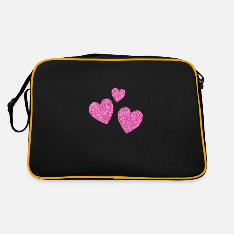 3 pink glittering hearts heart Retro Bag