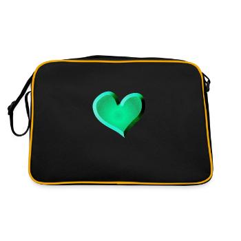 green heart symbol glitter green - Retro Bag - black/gold - Back