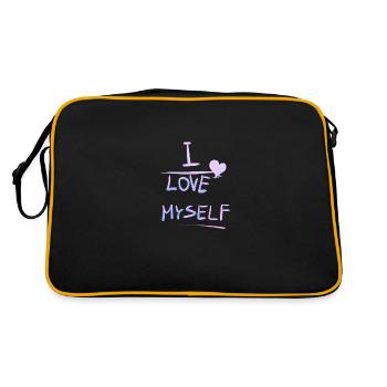 Self Love Heart Text Pattern I Love Myself Pride - Retro Bag - black/gold - Back