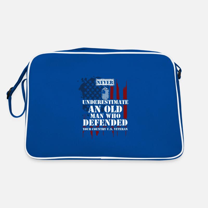 Never Underestimate An Old Man W... Retro Bag