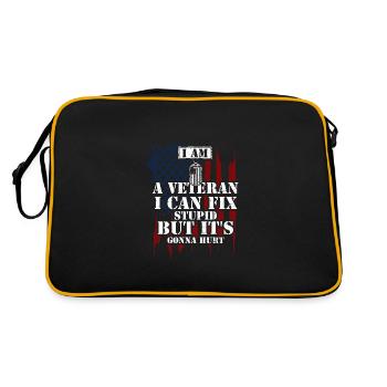 I Am A Veteran I Can Fix Stupid... - Retro Bag - black/gold - Back
