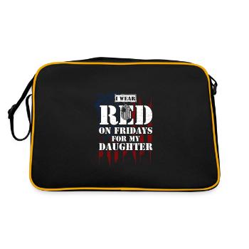 I Wear RED On Fridays For My Dau... - Retro Bag - black/gold - Back