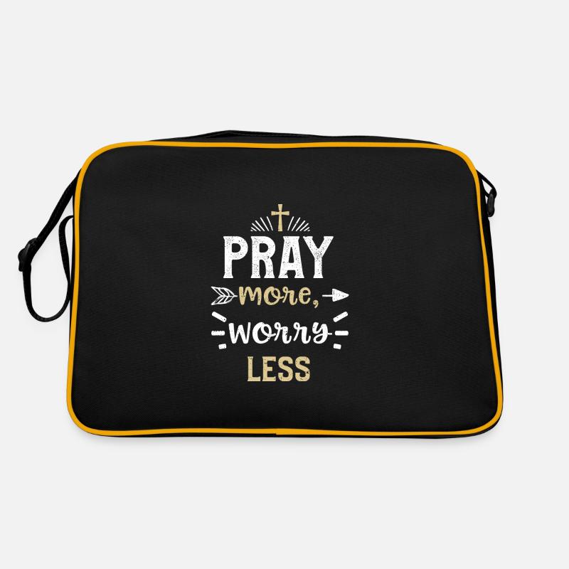 Pray more, worry less - Jesus - Retro Tasche - Schwarz/Gold