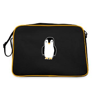 pinguin Tier Symbol vogel - Retro Tasche - Schwarz/Gold - Hinten