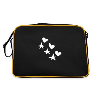 Hearts Stars Pattern Icon - Retro Bag - black/gold - Back
