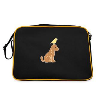 Chien, Animal, Oiseau, Poussin, Animaux - Sac Retro - noir/or - Dos