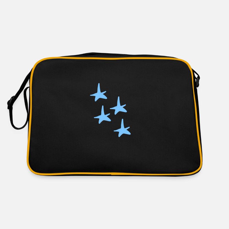vier sterne blau stern symbol - Retro Tasche - Schwarz/Gold