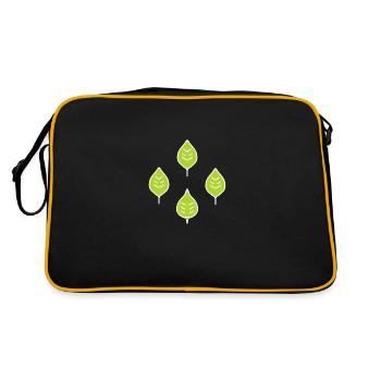 four leaves leaf green natural - Retro Bag - black/gold - Back