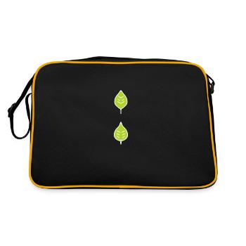 two leaves leaf green natural - Retro Bag - black/gold - Back