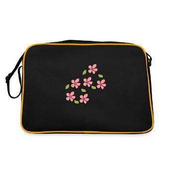 Blume muster Pflanze Symbol Natur Blatt - Retro Tasche - Schwarz/Gold - Hinten