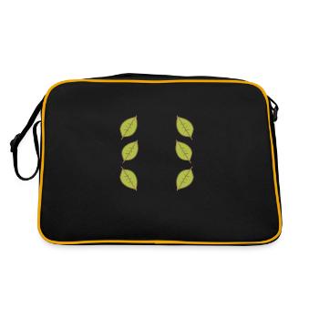 Pattern Leaf Leaves Frame Nature - Retro Bag - black/gold - Back