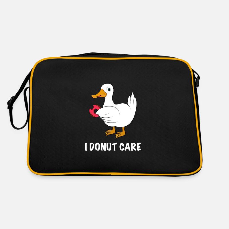 Ente mit Donut Spruch Retro Tasche