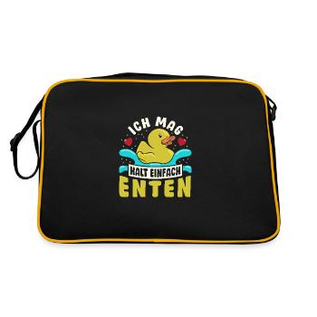 Waterfowl duck feeding croak I just like ducks - Retro Bag - black/gold - Back