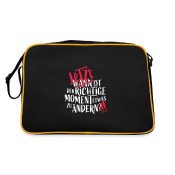 JETZT ist der richtige Moment | Erfolg Ziel - Retro Tasche - Schwarz/Gold - Hinten
