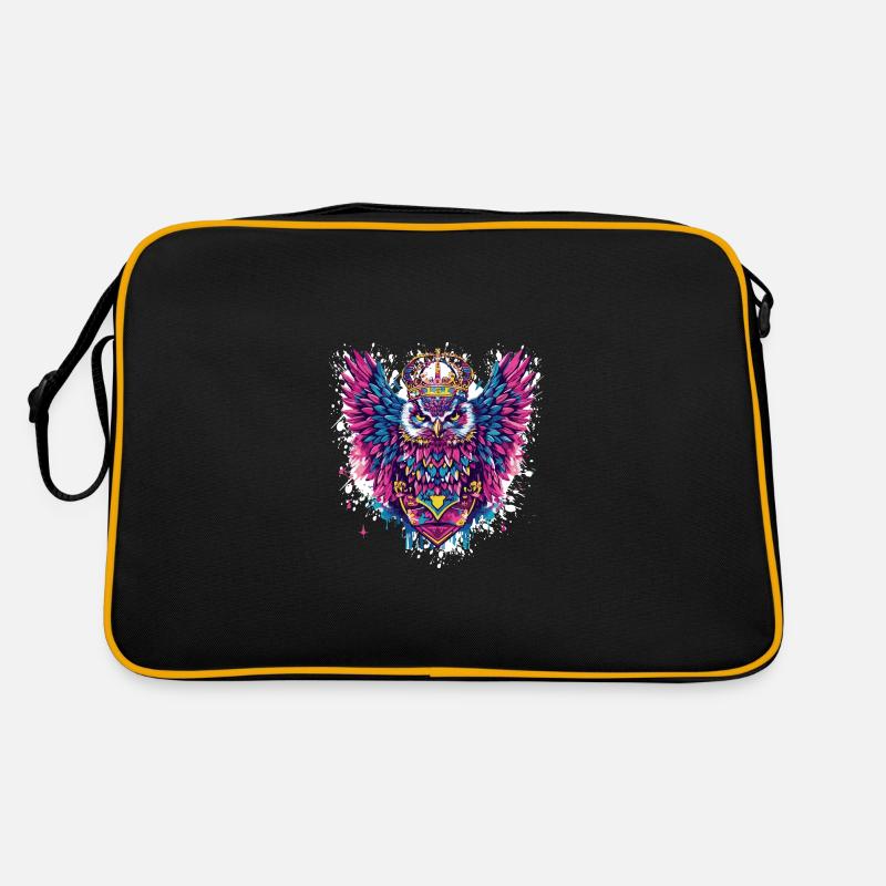 Eule Wappen Porträt Bunt Retro Tasche