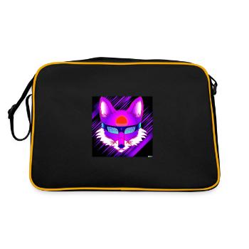 Kitsun Vaporwave Japanische Kami Vaporwave Kitsune - Retro Tasche - Schwarz/Gold - Hinten