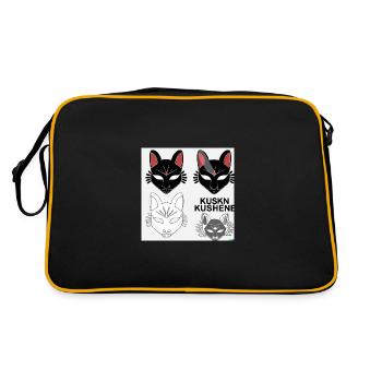 Kitsun Vaporwave Japanische Kami Vaporwave Kitsune - Retro Tasche - Schwarz/Gold - Hinten