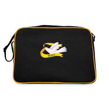 Ukraine, ukrainische Flagge, ukrainische Flagge - Retro Tasche - Schwarz/Gold - Hinten