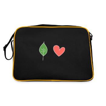 Leaf Heart Love Nature Symbol - Retro Bag - black/gold - Back