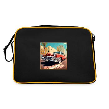 Road Trip,Car,America,Catoon Look - Retro Bag - black/gold - Back