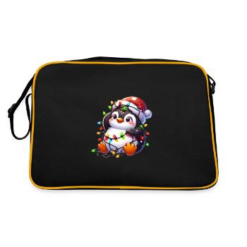 Pingouin de Noël maladroit avec des guirlandes lumineuses - Sac Retro - noir/or - Dos