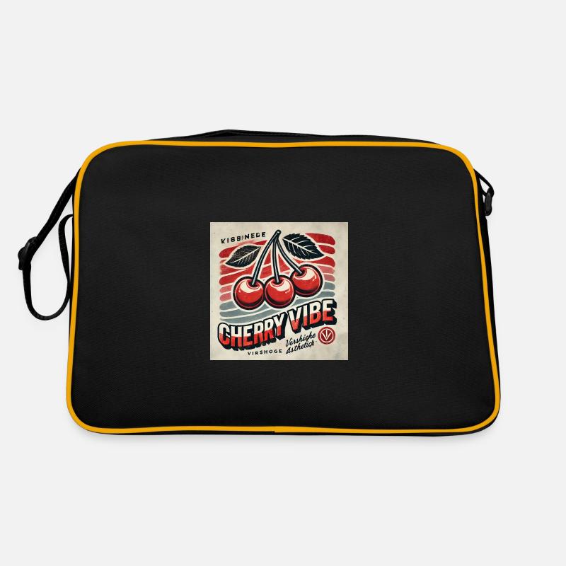 Cherry Vibe - Leidenschaft in Rot - Retro Tasche - Schwarz/Gold