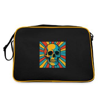 Explodierter Farbtopf Totenkopf - Retro Tasche - Schwarz/Gold - Hinten