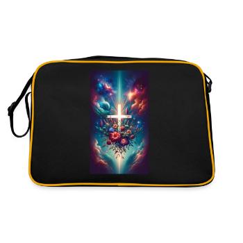 Cosmic Floral Cross Flowers in the Sky Outer Space - Retro Bag - black/gold - Back