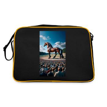 Trabrennpferd - Retro Tasche - Schwarz/Gold - Hinten