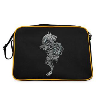 Drachen Fantasy Drachen Geist Reptilien Bestien - Retro Tasche - Schwarz/Gold - Hinten