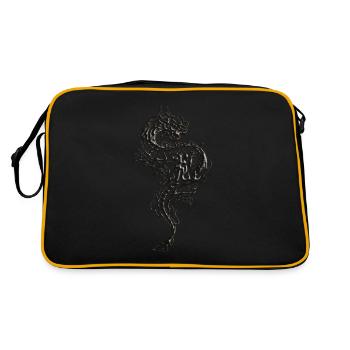 Drachen Fantasy Drachen Geist Reptilien Bestien - Retro Tasche - Schwarz/Gold - Hinten