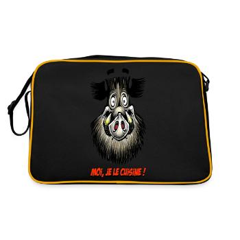 Das Schwein, das mich Kitchen! - Retro Tasche - Schwarz/Gold - Hinten