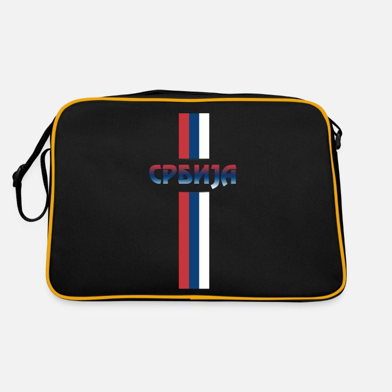 Srbija Flag II - Retro Tasche - Schwarz/Gold