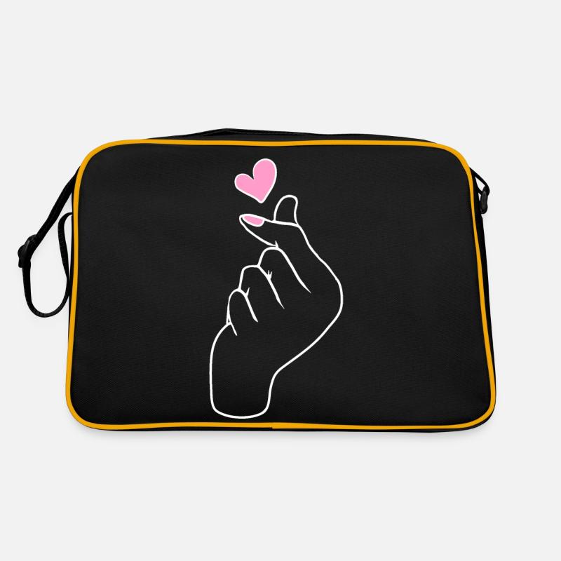Kpop Korea K-Pop Herz - Retro Tasche - Schwarz/Gold