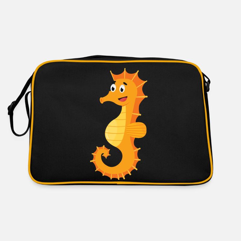 Seepferdchen - Retro Tasche - Schwarz/Gold