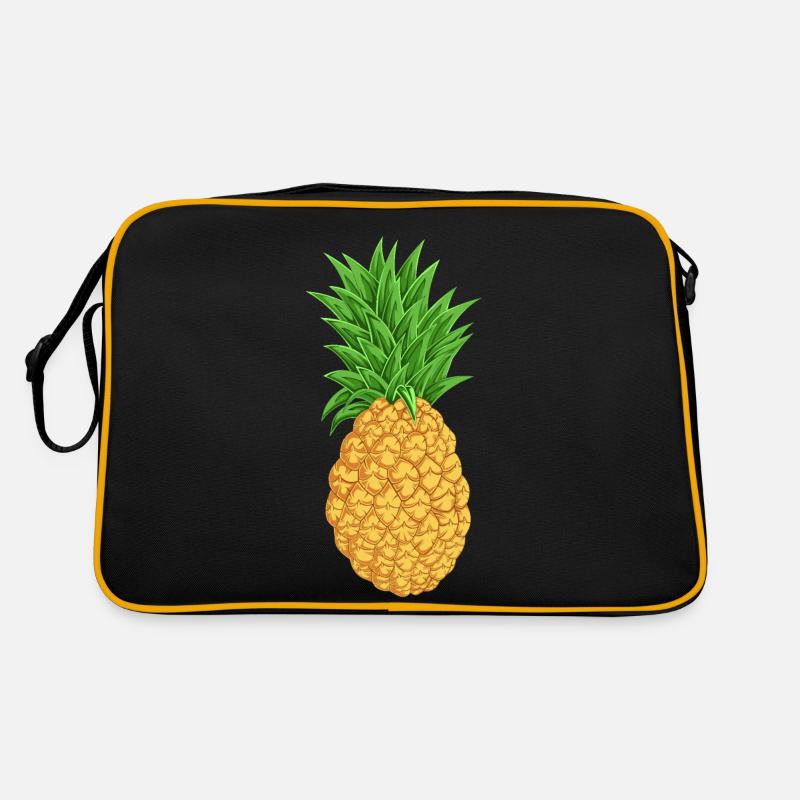 Ananas - Retro Tasche - Schwarz/Gold