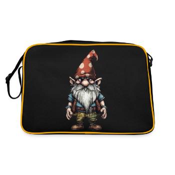 Garden Gnome Drawing - Retro Bag - black/gold - Back