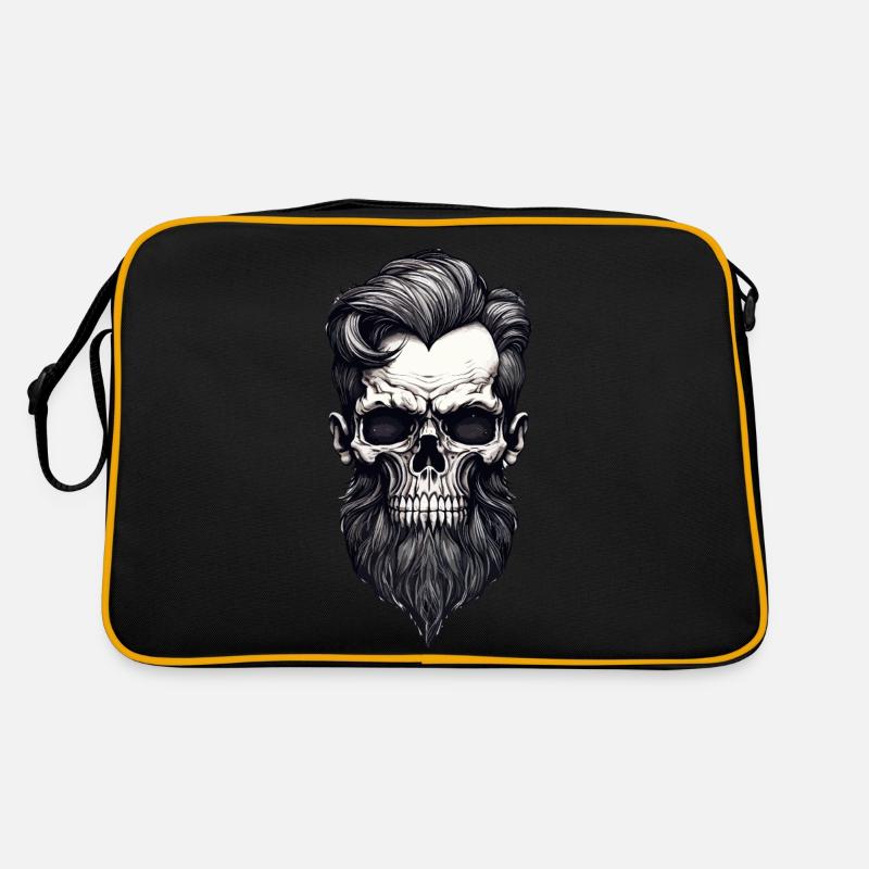Rockabilly Schädel Mann mit Bart schwarz weiß Retro Tasche