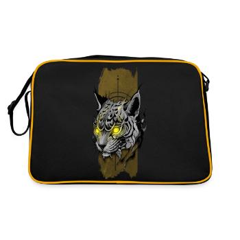 Lynx Guardian tatouage avec des yeux jaunes brillants - Sac Retro - noir/or - Dos