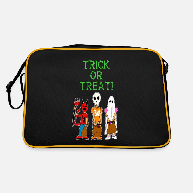 Süßes oder Saures für Kinder - Retro Tasche - Schwarz/Gold