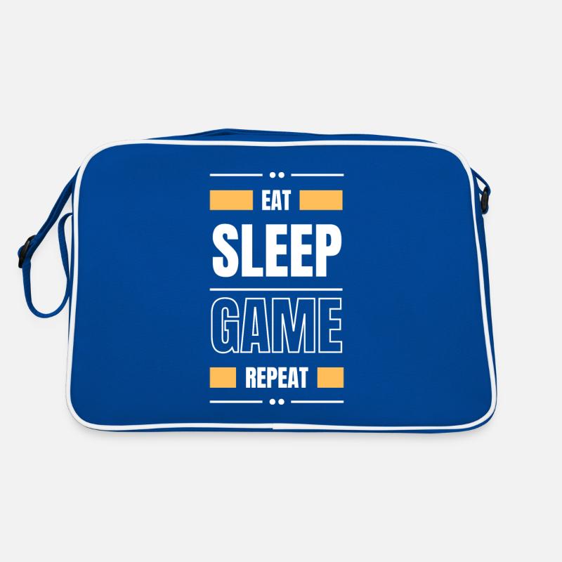 eat sleep game repeat geschenk idee zocken spruch Retro Tasche