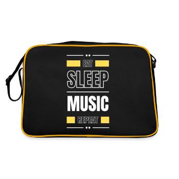 eat sleep music repeat gift idea saying - Retro Bag - black/gold - Back