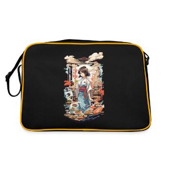 Manga Style Sushi Anime Food Culture Kanji Personnages - Sac Retro - noir/or - Dos
