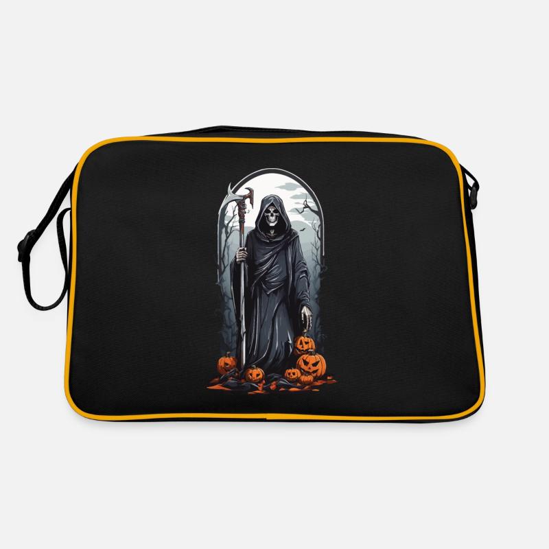 Retro Grim Reaper Pumpkin Halloween Horror Design Retro Bag
