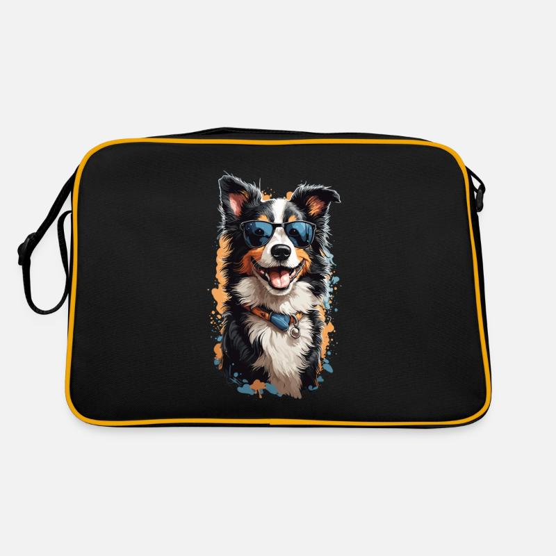 Border Collie Popart Style Dog Artwork Retro Bag