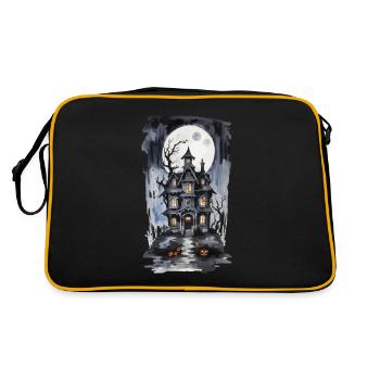 Halloween Full Moon Witch House Horror Design - Retro Bag - black/gold - Back