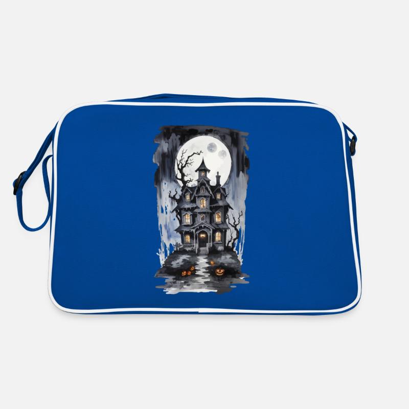 Halloween Full Moon Witch House Horror Design Retro Bag