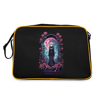 Gothic Anime Girl Victorian Kawaii Design - Retro Bag - black/gold - Back