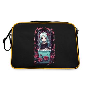 Anime Goth Chibi Vampire egirl Kawaii Design - Retro Bag - black/gold - Back