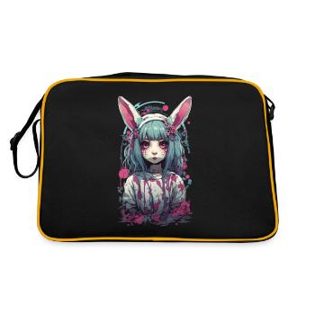 Anime eGirl Kemonomimi Bunny Goth Girl Aesthetic - Retro Bag - black/gold - Back